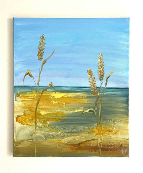 Wheat Painting, Field Wall Art, Original Acrylic Painting, Minimalist Art, Ukrainian Style Artwork