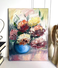 Load image into Gallery viewer, Autumn Wall Art, Autumn Flowers, Original Oil Painting, Unique Artwork for Fall, Thanksgiving Gift, Floral Wall Art