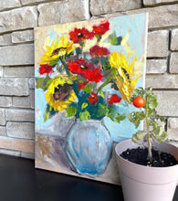 Load image into Gallery viewer, Sunflower Painting, Bouquet of Sunflowers, Original Wall Art, Floral Artwork, Sunflower Gift, Christmas Gift for Mom, Floral Gift for Her