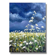 Load image into Gallery viewer, Wildflower Painting, Cloud Artwork, Prairie Art Piece, Impressionist Oil Painting, Original Landscape of the Prairie