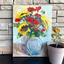 Load image into Gallery viewer, Sunflower Painting, Bouquet of Sunflowers, Original Wall Art, Floral Artwork, Sunflower Gift, Christmas Gift for Mom, Floral Gift for Her