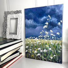 Load image into Gallery viewer, Wildflower Painting, Cloud Artwork, Prairie Art Piece, Impressionist Oil Painting, Original Landscape of the Prairie